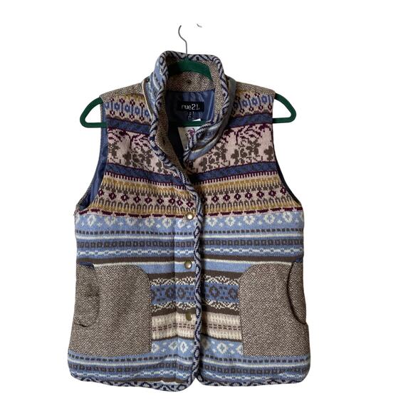 Rue21 Jackets & Blazers - Y2K RUE 21 Fair Isle 100% Wool Knit Zip Snap Closure Vest XL